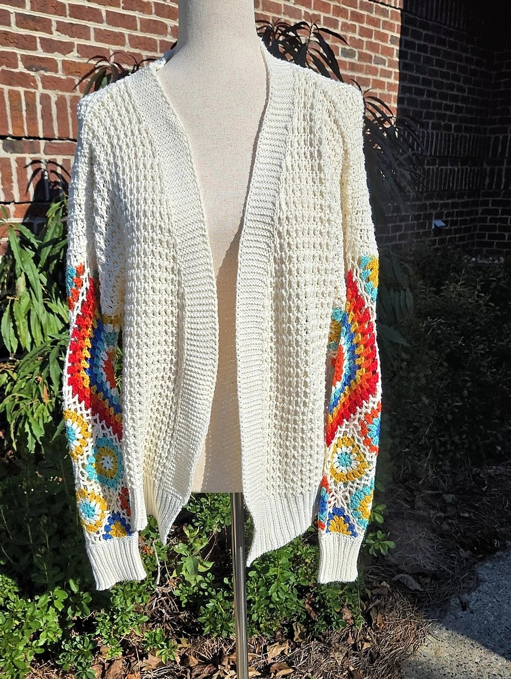 Adora Crochet Sleeve Cardigan in Cream Size Small